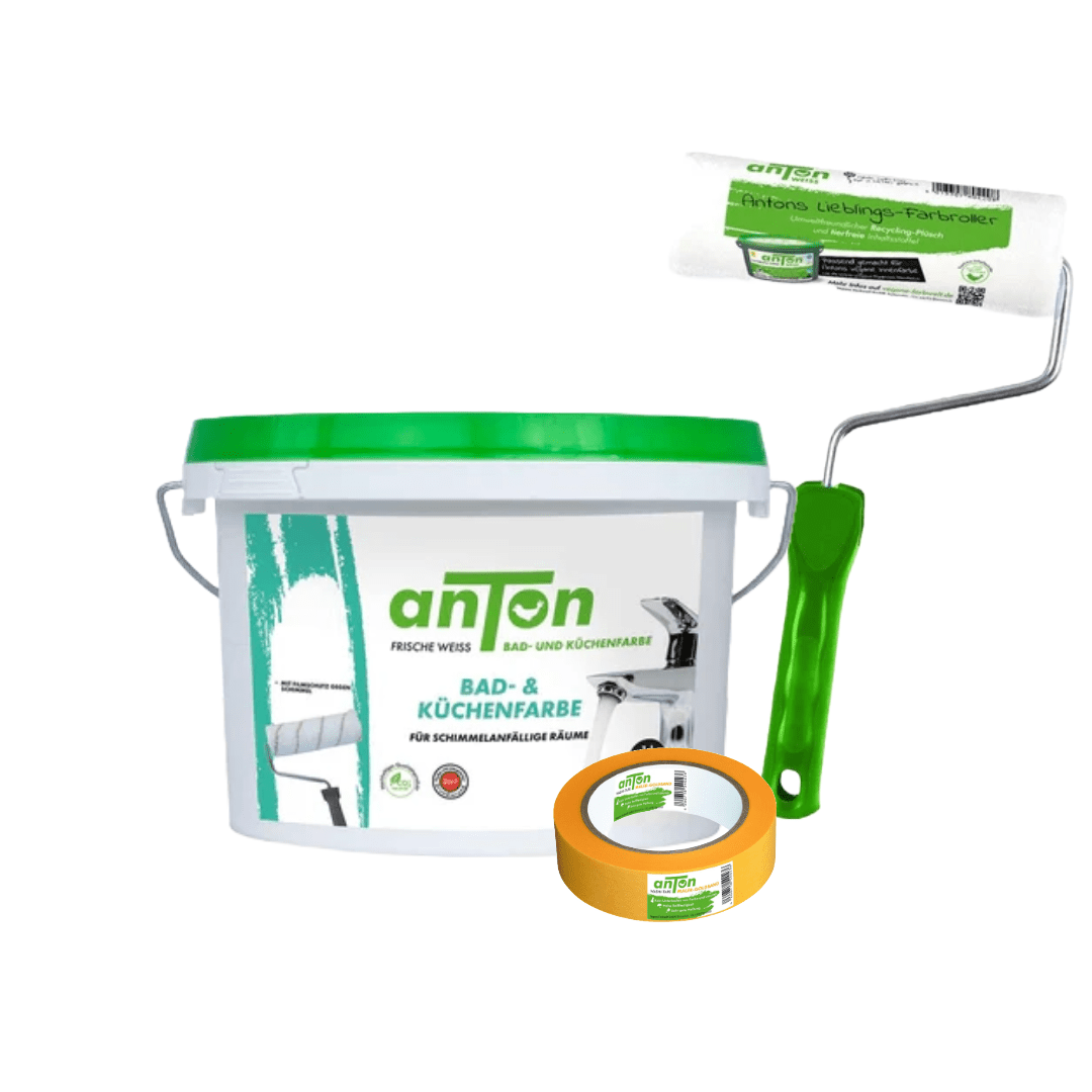 Schimmel Sofort-Stop Set: Anti-Schimmel Farbe + Farbroller + Washi-Tape