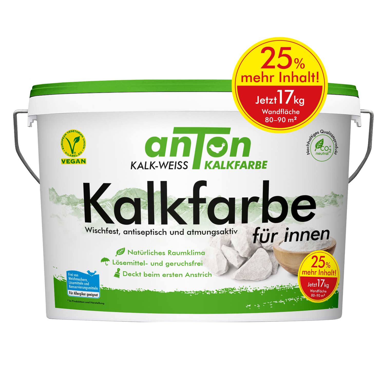 anTon Kalkfarbe für innen - Jetzt 25% mehr Inhalt