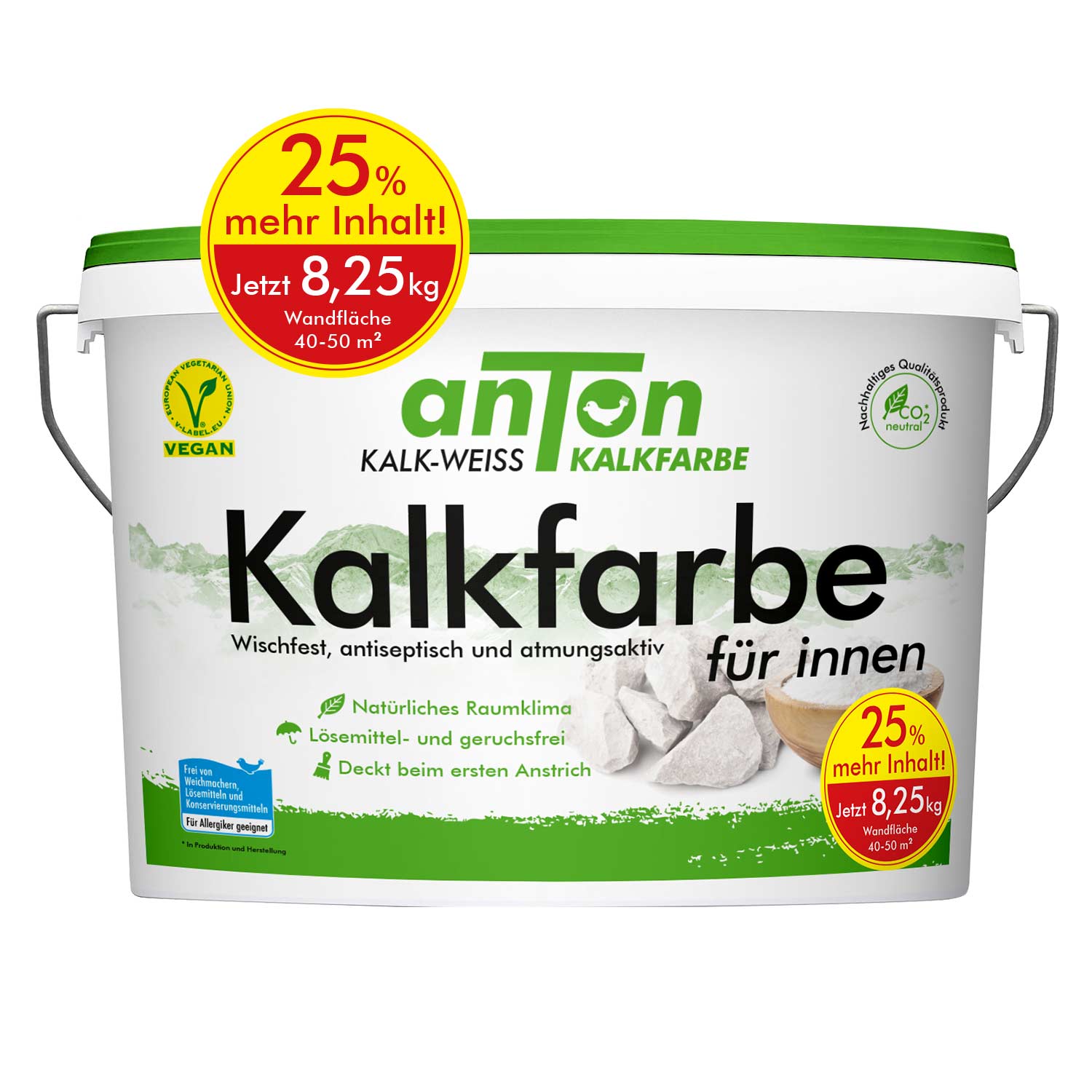 anTon Kalkfarbe für innen - Jetzt 25% mehr Inhalt