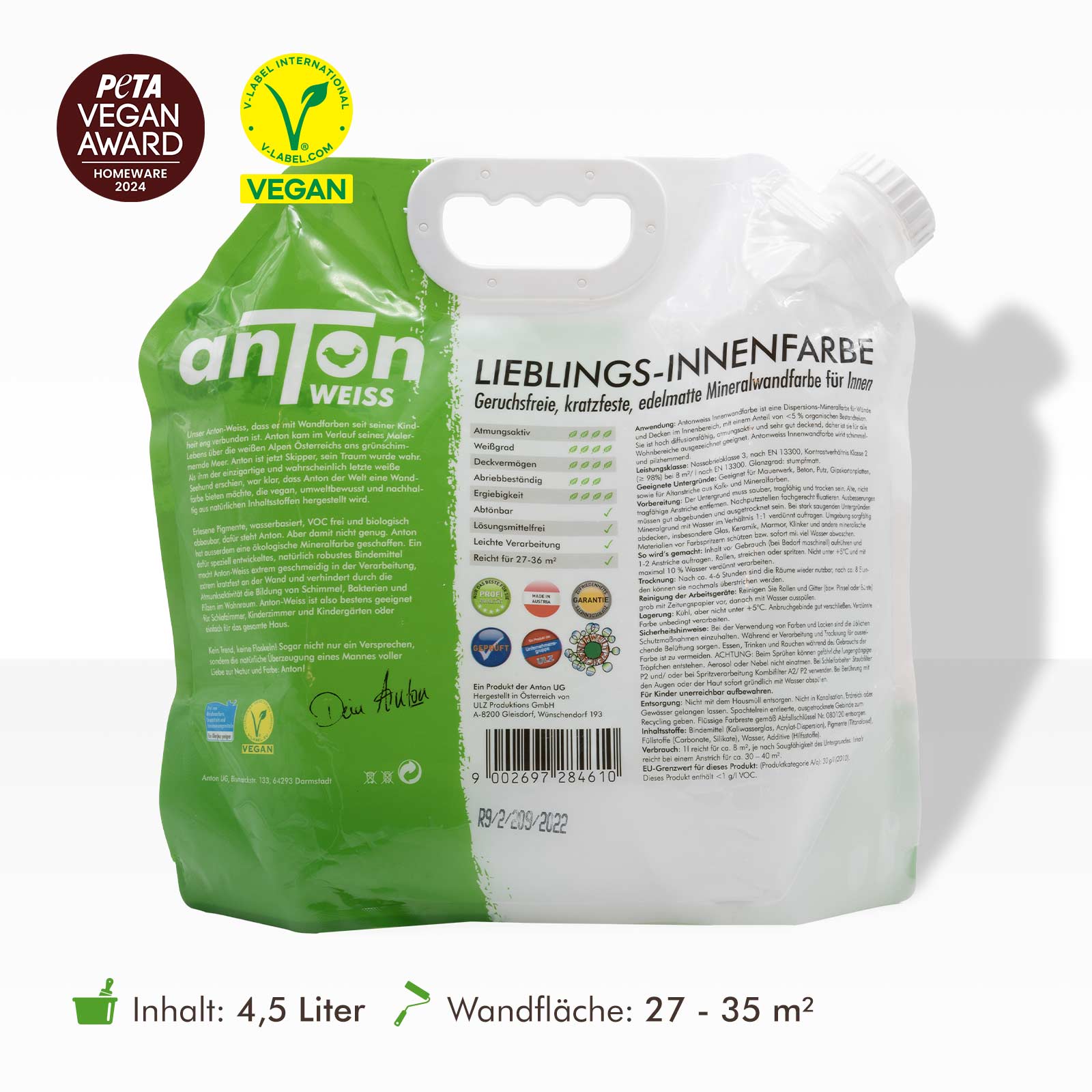Vegane Wandfarbe im nachhaltigen Refill-Bag
