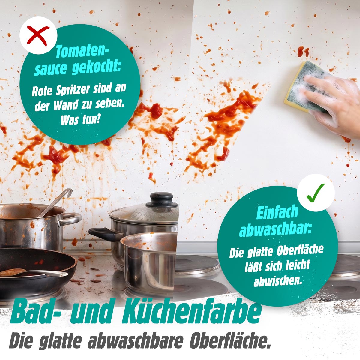Bad- und Küchenfarbe – Wischfest und abwaschbar