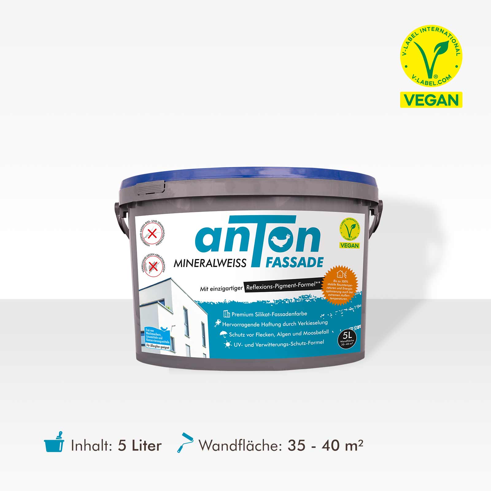 anTon Fassade - Mineralweiss Silikat Fassadenfarbe