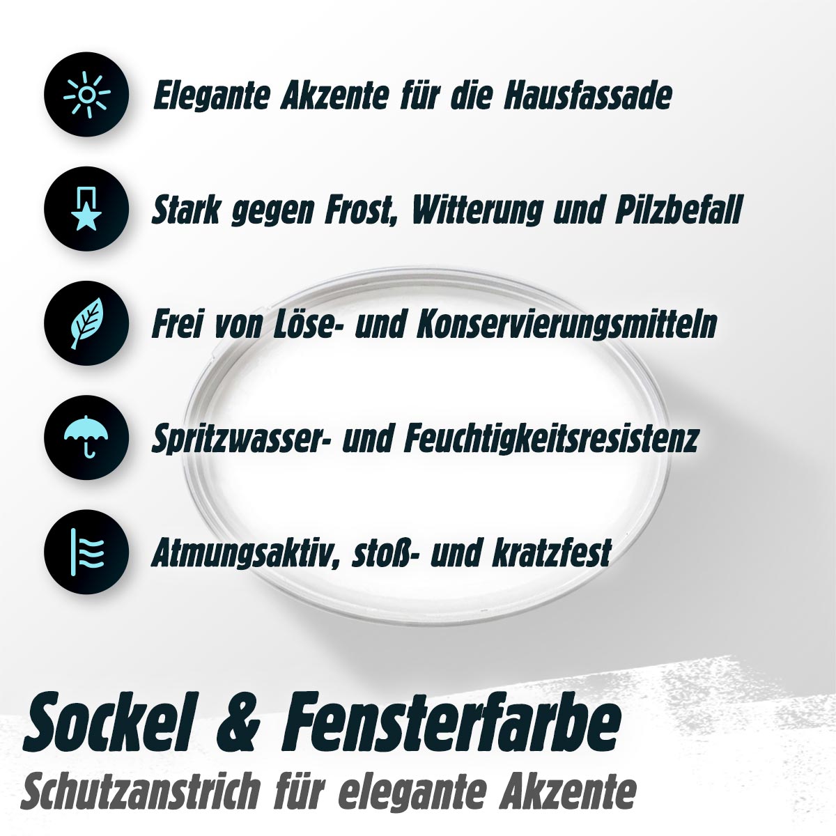 Sockel & Fensterfarbe - Schutzanstrich für strapazierte Fassadenbereiche