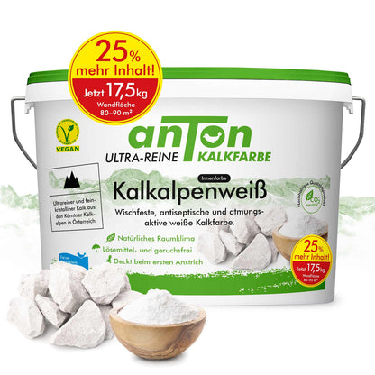 anTon Kalkfarbe aus feinstem Kalk - Jetzt mit 25% mehr Inhalt