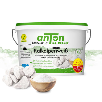 Kalkfarbe Innen Advanced Set 8,75 kg: Weiße Kalkfarbe, Tiefgrund, Washi-Tape und Farbroller