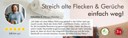 Ruß-und Nikotin Isolierfarbe Bundle - inkl. 18cm Malerroller und Washi Tape