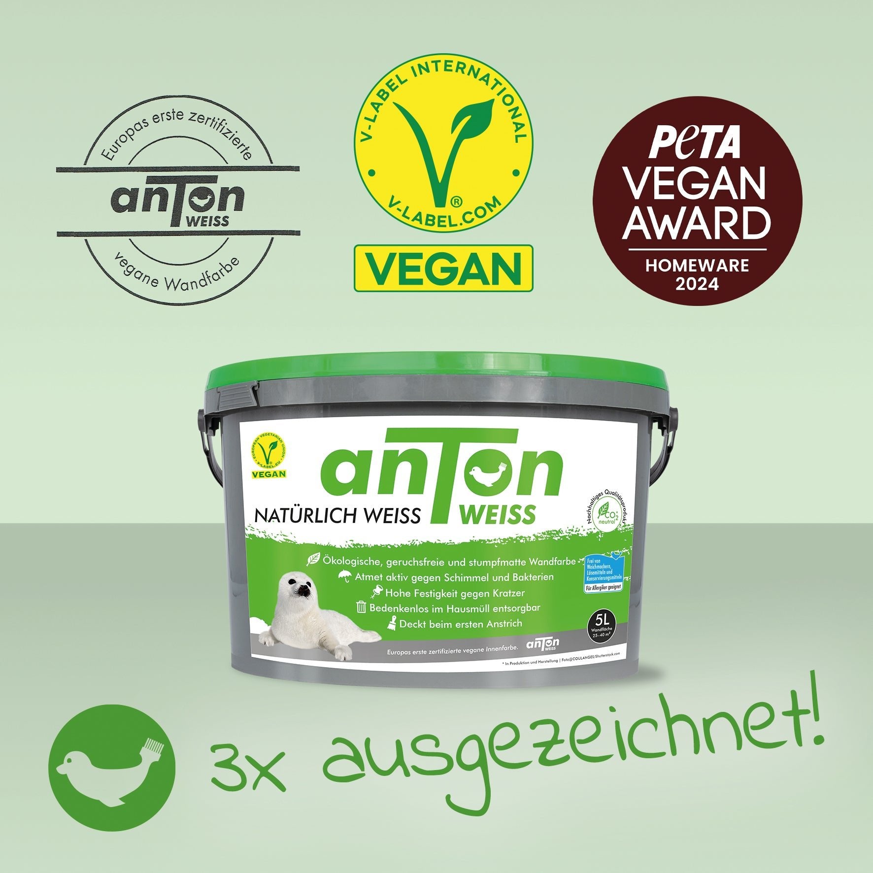 anTon WEISS Wandfarbe – ökologische, geruchsfreie, VOC-freie Silikatfarbe