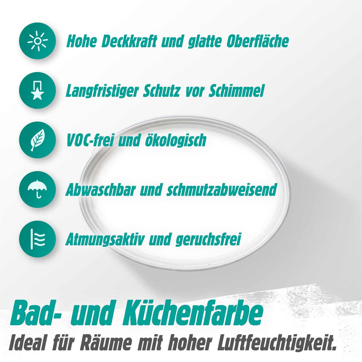 Bad- und Küchenfarbe – Wischfest und abwaschbar