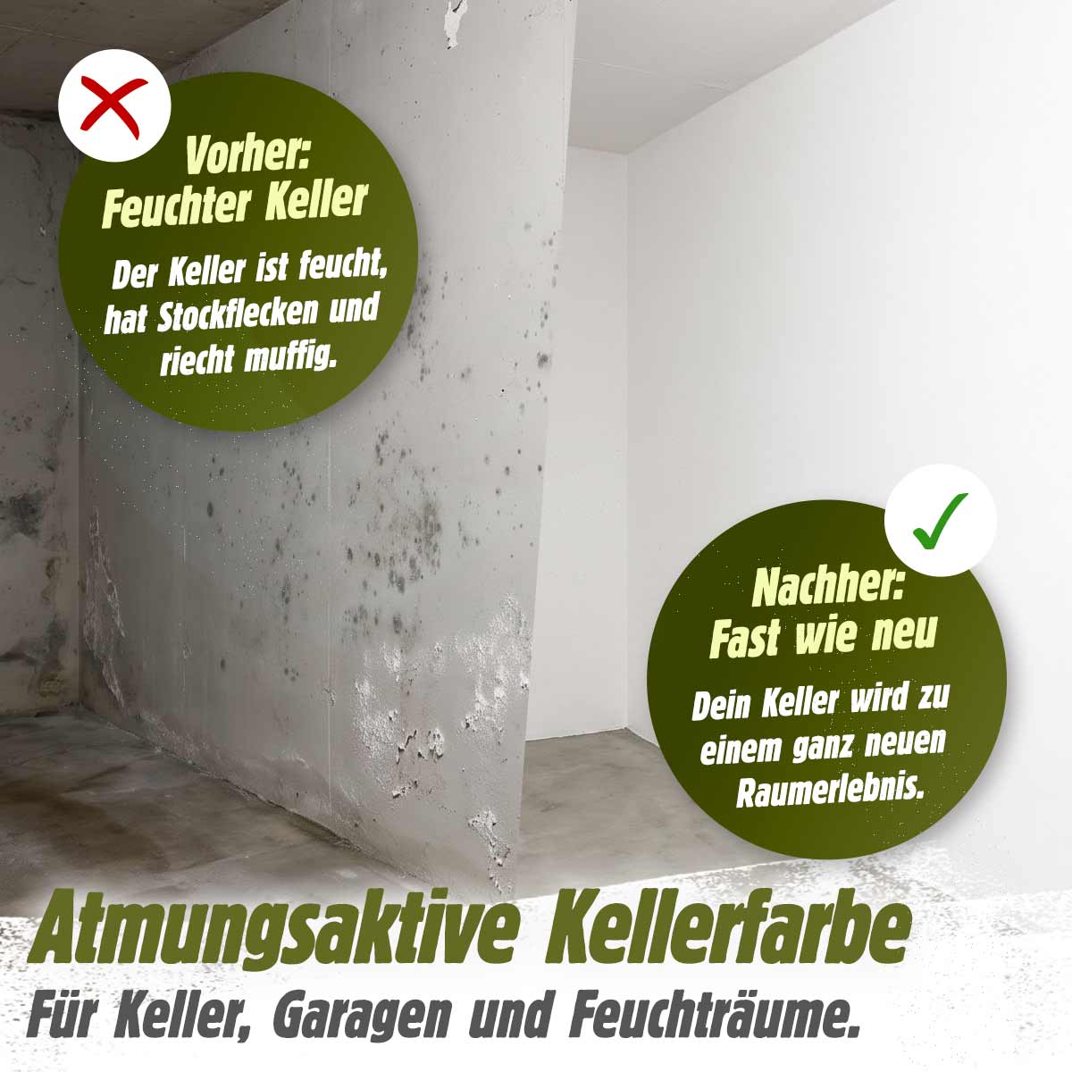 Keller- und Feuchtraumfarbe – Silikatfarbe für Keller, Garage, Feuchträume und Fussböden