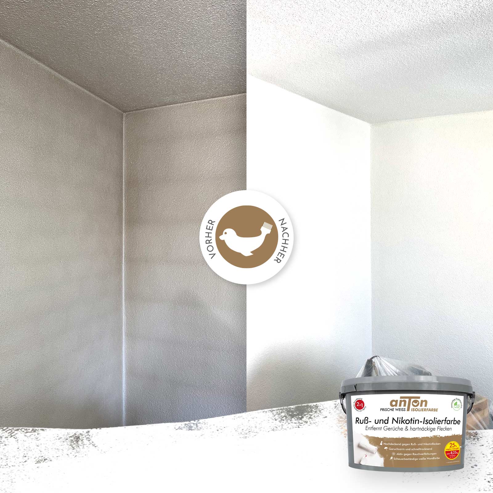 Ruß- und Nikotin Isolierfarbe