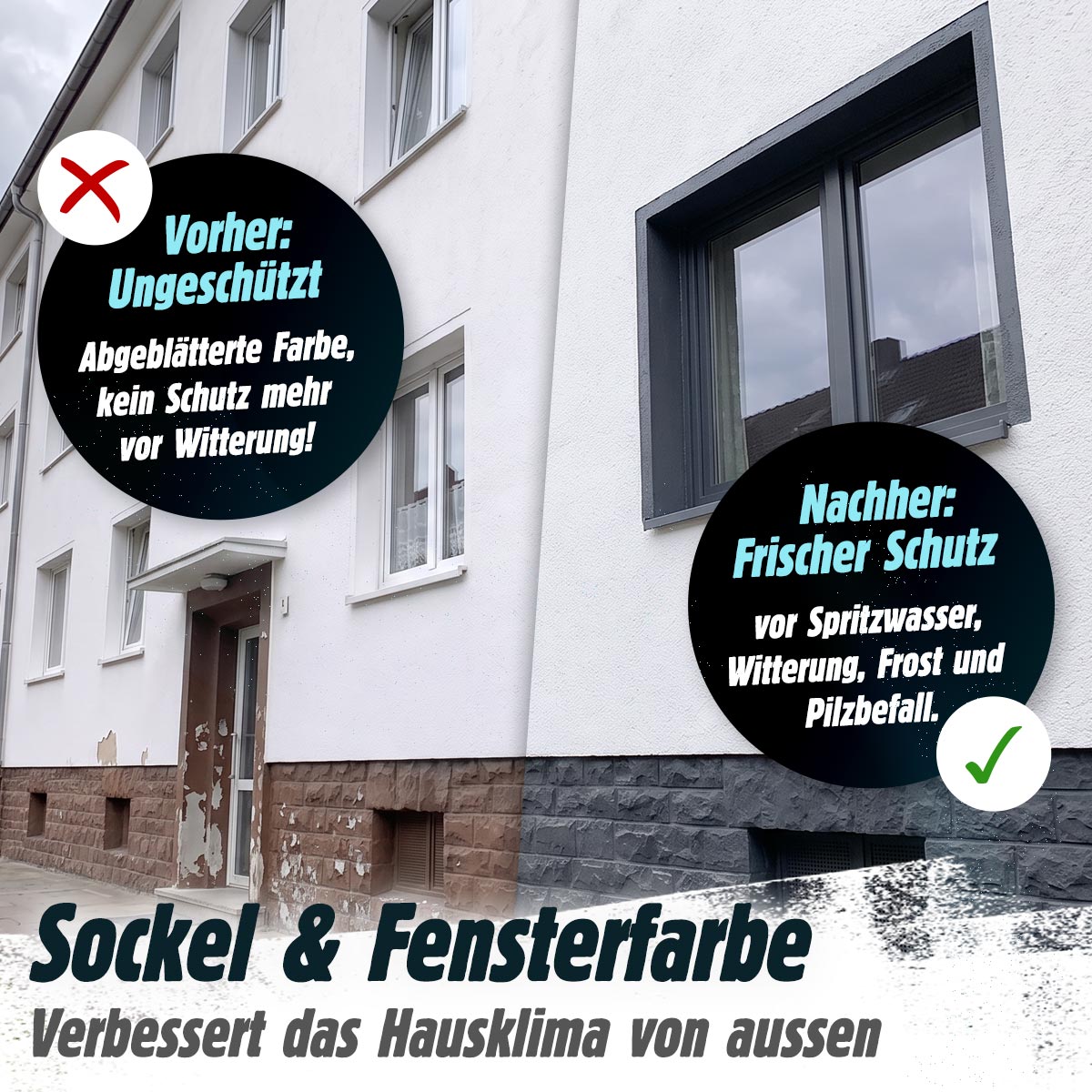 Sockel & Fensterfarbe - Schutzanstrich für strapazierte Fassadenbereiche