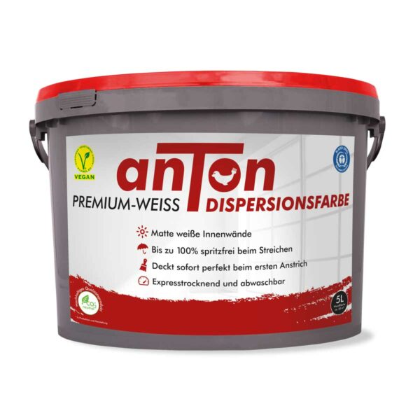 Dispersionsfarbe - anTon Premium-Weiss: 5 Liter